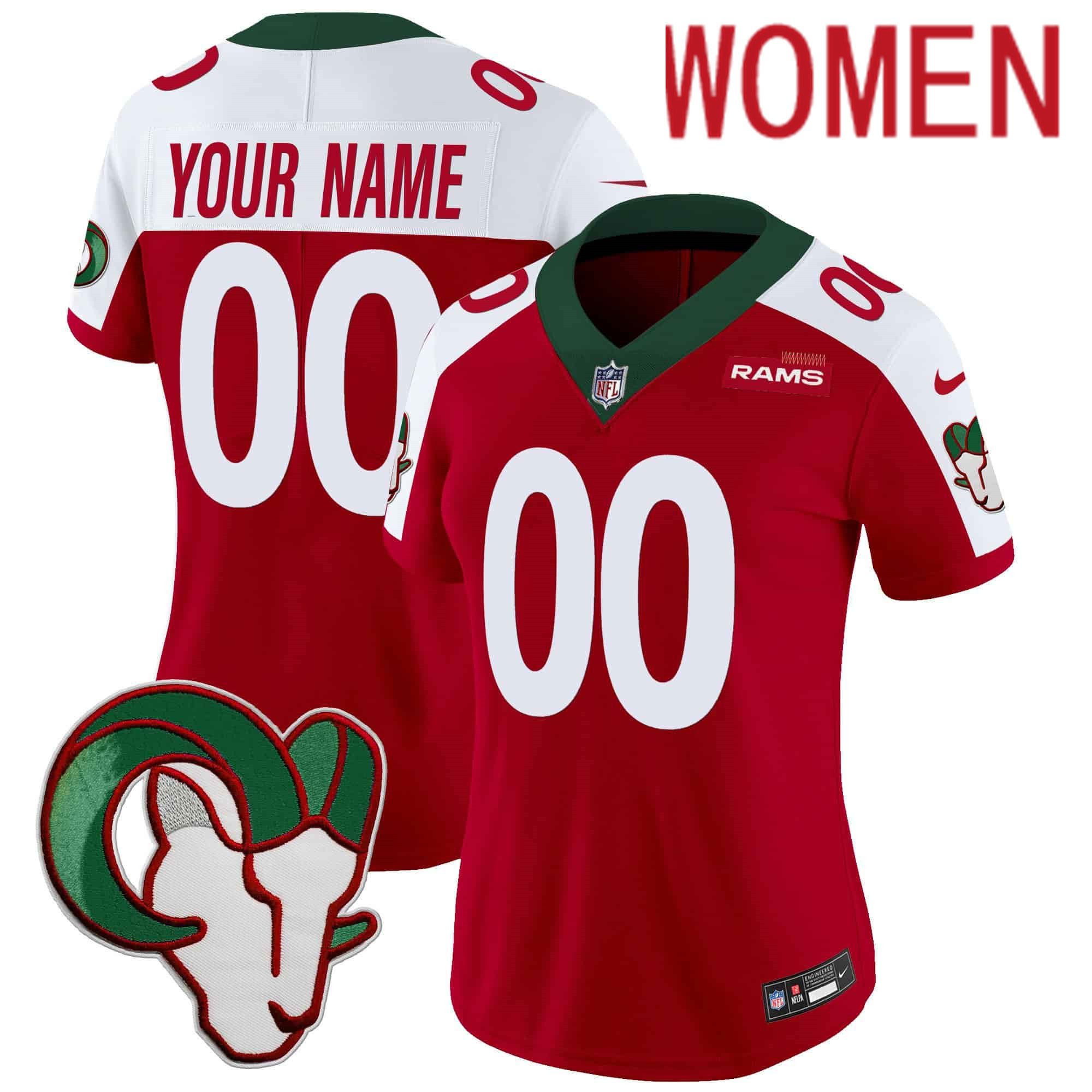 Women Los Angeles Rams Red 2024 Nike Mexico Vapor Limited Custom NFL Jersey->customized nfl jersey->Custom Jersey